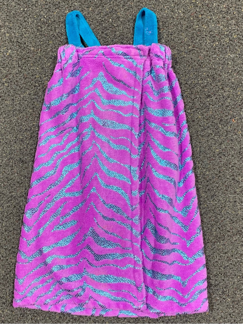 Justice girls size XS (4/5) small (6/7) zebra print fleece bath wrap robe